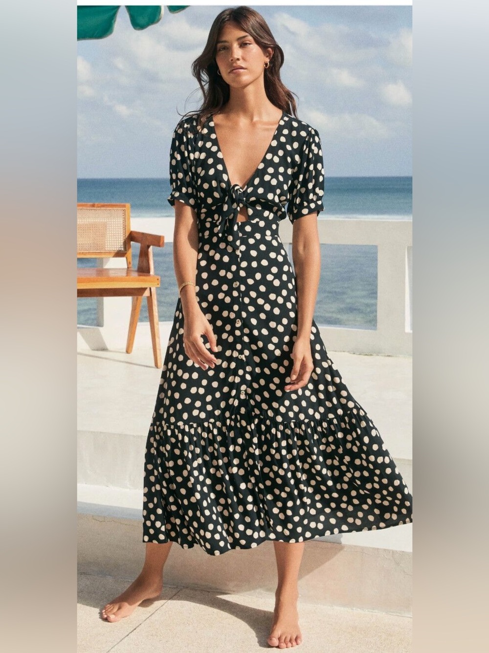 Mister Zimi Black Maxi Dress with Cream Polka Dots